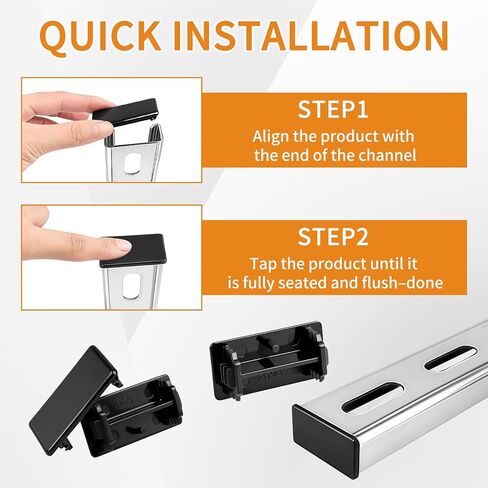 50 قطعة من أغطية نهاية دعامة الأمان البلاستيكية المربعة مقاس 1-5/8 بوصة × 13/16 بوصة - مقابس PVC سهلة التركيب بدون أدوات لقنوات Unistrut، غطاء حماية لأنابيب التدفئة والتهوية وتكييف الهواء والأنابيب الكهربائية والمعدنية in Kuwait