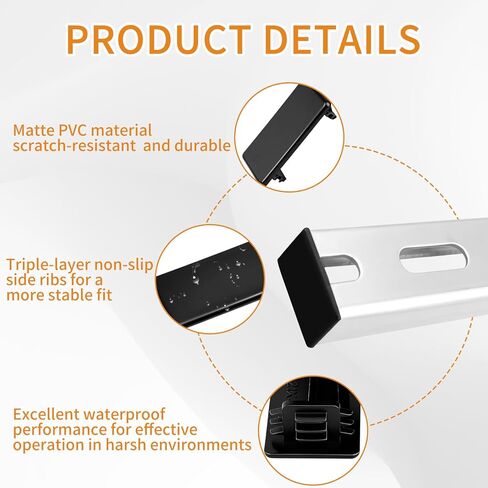 50 قطعة من أغطية نهاية دعامة الأمان البلاستيكية المربعة مقاس 1-5/8 بوصة × 13/16 بوصة - مقابس PVC سهلة التركيب بدون أدوات لقنوات Unistrut، غطاء حماية لأنابيب التدفئة والتهوية وتكييف الهواء والأنابيب الكهربائية والمعدنية in Kuwait