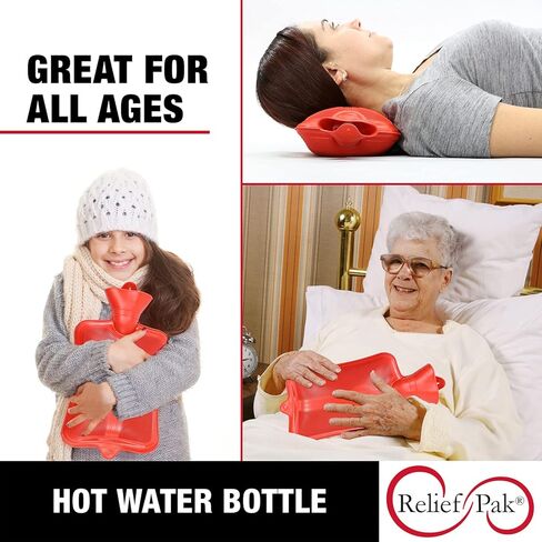 Relief Pak Classic Red Rubber Hot Water Bottle, Hot Compress, Cramps, Arthritis, Back Pain, Sore Muscles, Injuries - 2 Quart Capacity (2 Pack),11-1140-2 in Kuwait