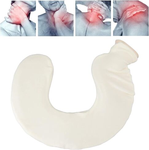 U Shaped Hot Water Bottle, Warm Neck Hot Water Bag with Detachable Cloth Cover, for Muscle Aches and Pains, Relieving Menstrual Cramps (Beige) in Saudi Arabia