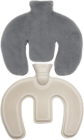 U Shaped Hot Water Bottle,Neck and Shoulder Hot Water Bottle with Cover,1L Hot Water Bottles with Washable Plush Cover for Neck and Shoulder Pain Relief,Warm in Winter (Dark Grey) in Saudi Arabia