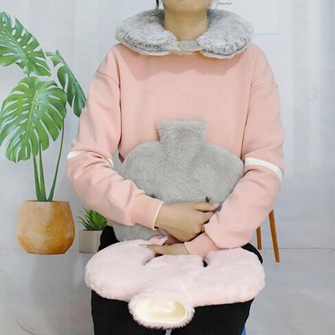 U Shaped Hot Water Bottle,Neck and Shoulder Hot Water Bottle with Cover,1L Hot Water Bottles with Washable Plush Cover for Neck and Shoulder Pain Relief,Warm in Winter (Dark Grey) in Saudi Arabia