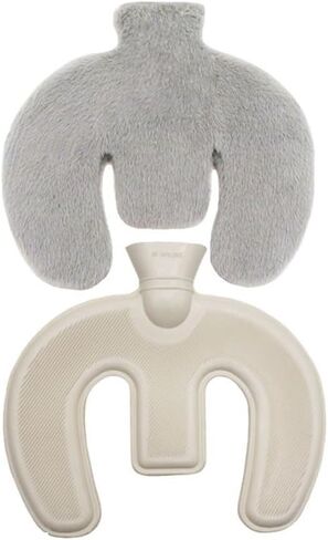 U Shaped Hot Water Bottle,Neck and Shoulder Hot Water Bottle with Cover,1L Hot Water Bottles with Washable Plush Cover for Neck and Shoulder Pain Relief,Warm in Winter (Dark Grey) in Saudi Arabia