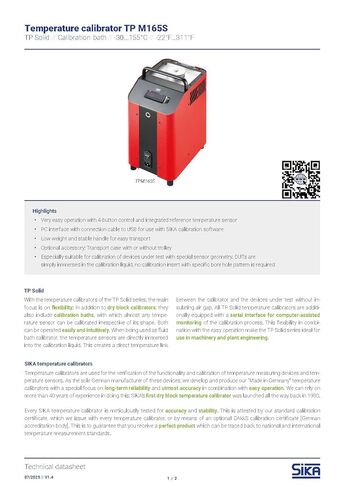 SIKA TPM165S Portable Temperature Calibrator, Calibration Bath, -22 to 311°F (-30 to 155°C), High Accuracy ±0.1°C, ±0.05°C Stability, 60 mm Diameter, Hot Oil Bath, Magnetic Stirrer Bar, 115v/230v in Saudi Arabia