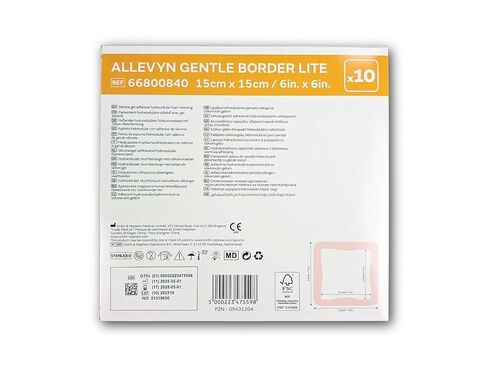 ALLEVYN Gentle Border Lite Foam Dress 66800840 6X6 بوصة، عبوة من 10 قطع in Kuwait