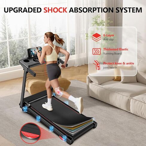 Treadmill with 0-15% Auto Incline, 0.6-7.5MPH Foldable Walking Pad Treadmill with Handle Bar for Home Small, 3.0HP Low Noise Portable Walking Running Machine for Small Space, 350LBS Capacity in Kuwait
