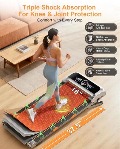 جهاز سير للمشي مع 15% 12 مستوى من الانحدار التلقائي وشاشة واجهة المستخدم، جهاز مشي Trisomy 3.5HP قابل للطي تحت المكتب مع مكبر صوت بلوتوث، أجهزة مشي محمولة للمكتب المنزلي 450 رطل، جهاز تحكم عن بعد، ضوء RGB in Kuwait