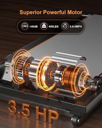 جهاز سير للمشي مع 15% 12 مستوى من الانحدار التلقائي وشاشة واجهة المستخدم، جهاز مشي Trisomy 3.5HP قابل للطي تحت المكتب مع مكبر صوت بلوتوث، أجهزة مشي محمولة للمكتب المنزلي 450 رطل، جهاز تحكم عن بعد، ضوء RGB in Kuwait