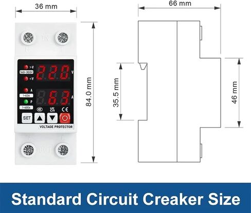 Din Rail Adjustable Voltage Protector, Over Under Voltage Current Protection, Digital Display, AC 220V, 110V, Relay, 1-63A(AC110V) in Saudi Arabia
