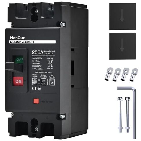 NanQue DC قاطع دائرة اللوحة الشمسية نظام PV قطع التبديل والحامي 60-250 أمبير 36-600 الجهد التلقائي قطع الدائرة 2 أقطاب غير مستقطبة 25 كيلو أمبير إعادة التدوير استخدام موصل الصمامات الفضية (250 أمبير) in Saudi Arabia