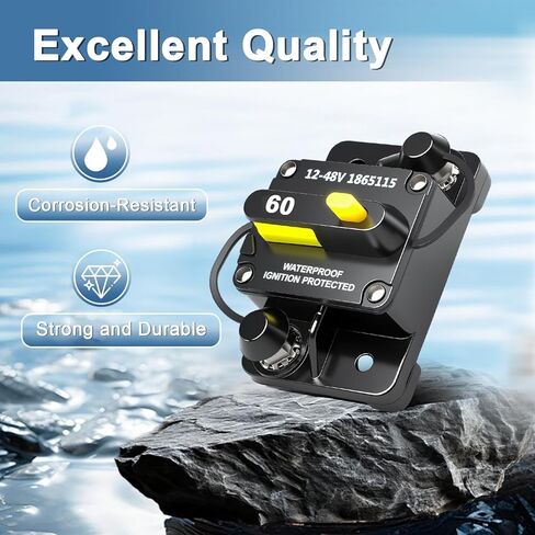 قاطع دائرة MKR-27 60 أمبير متوافق مع محركات التصيد الكهربائية Minn Kota 12V 24V 36V 48V إعادة ضبط يدوية مقاومة للماء #: 1865115 in Kuwait