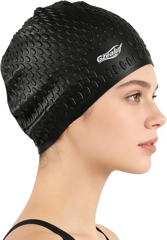 Extra Large Swim Cap - Swimming Cap for Long Hair, Dreadlocks, Weaves, Hair Extensions, Braids, Curls & Afros - Silicone Swim Cap for Women & Men, Keep Hair Dry in Saudi Arabia