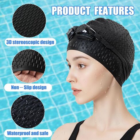 Extra Large Swim Cap - Swimming Cap for Long Hair, Dreadlocks, Weaves, Hair Extensions, Braids, Curls & Afros - Silicone Swim Cap for Women & Men, Keep Hair Dry in Saudi Arabia