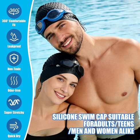 Extra Large Swim Cap - Swimming Cap for Long Hair, Dreadlocks, Weaves, Hair Extensions, Braids, Curls & Afros - Silicone Swim Cap for Women & Men, Keep Hair Dry in Saudi Arabia