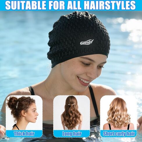 Extra Large Swim Cap - Swimming Cap for Long Hair, Dreadlocks, Weaves, Hair Extensions, Braids, Curls & Afros - Silicone Swim Cap for Women & Men, Keep Hair Dry in Saudi Arabia