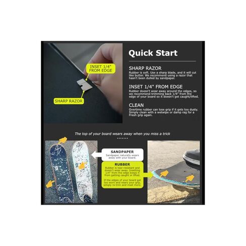 شريط مطاطي غير كاشط لألواح التزلج مقاس 9 بوصة × 33 بوصة - نقرات مثل ورق الصنفرة، لن تمزق حذائك in Kuwait