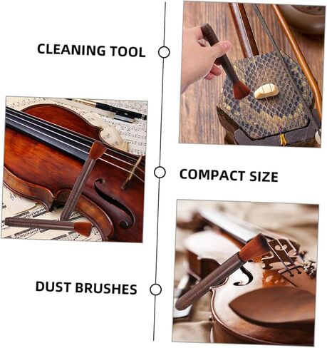 TOYANDONA 4pcs Erhu Cleaning Brushes Set Wooden Violin Dust Brush Cleaners for Erhu and Violin Maintenance Soft Bristle Cleaning Tools for String Instruments in Kuwait