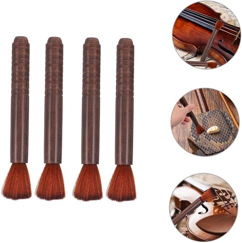 TOYANDONA 4pcs Erhu Cleaning Brushes Set Wooden Violin Dust Brush Cleaners for Erhu and Violin Maintenance Soft Bristle Cleaning Tools for String Instruments in Kuwait