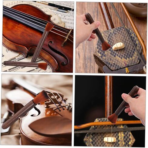 TOYANDONA 4pcs Erhu Cleaning Brushes Set Wooden Violin Dust Brush Cleaners for Erhu and Violin Maintenance Soft Bristle Cleaning Tools for String Instruments in Kuwait