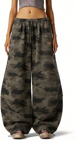 Aelfric Eden فضفاض برميل Sweatpants كامو العسكرية واسعة الساق Sweatpants Y2k الشارع الشهير السراويل السراويل in Kuwait
