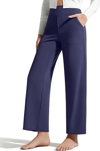 G4Free BareFeel Ankle Length Yoga Pants for Women High Stretch Waist Casual Dress Pants with Pockets 25"/27"/29" in Saudi Arabia