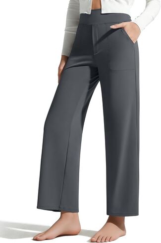 G4Free BareFeel Ankle Length Yoga Pants for Women High Stretch Waist Casual Dress Pants with Pockets 25"/27"/29" in Saudi Arabia