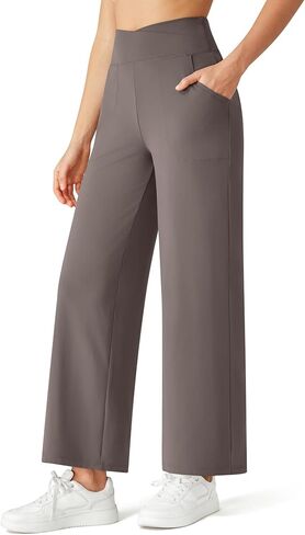 G4Free BareFeel Ankle Length Yoga Pants for Women High Stretch Waist Casual Dress Pants with Pockets 25"/27"/29" in Saudi Arabia