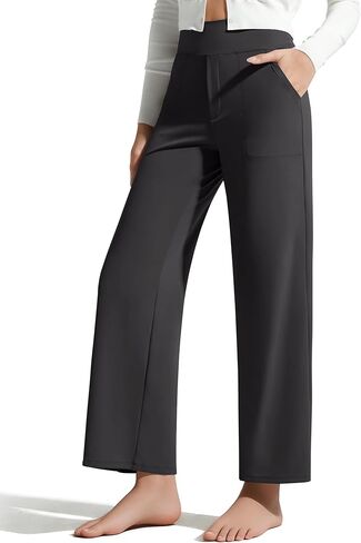 G4Free BareFeel Ankle Length Yoga Pants for Women High Stretch Waist Casual Dress Pants with Pockets 25"/27"/29" in Saudi Arabia