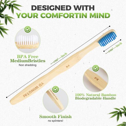 Soft Toothbrushes for Adults Wooden Natural Toothbrushes Bristle Organic Eco Friendly Travel Size Set (10pack) in Kuwait