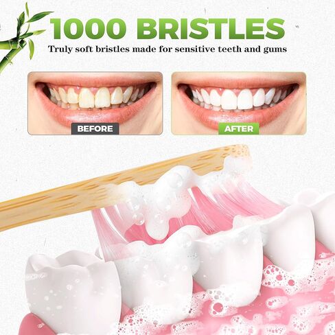 Soft Toothbrushes for Adults Wooden Natural Toothbrushes Bristle Organic Eco Friendly Travel Size Set (10pack) in Kuwait