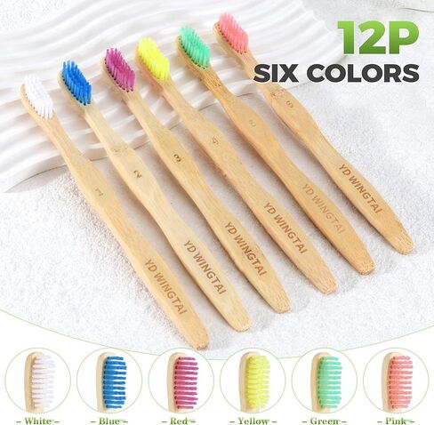 Soft Toothbrushes for Adults Wooden Natural Toothbrushes Bristle Organic Eco Friendly Travel Size Set (10pack) in Kuwait