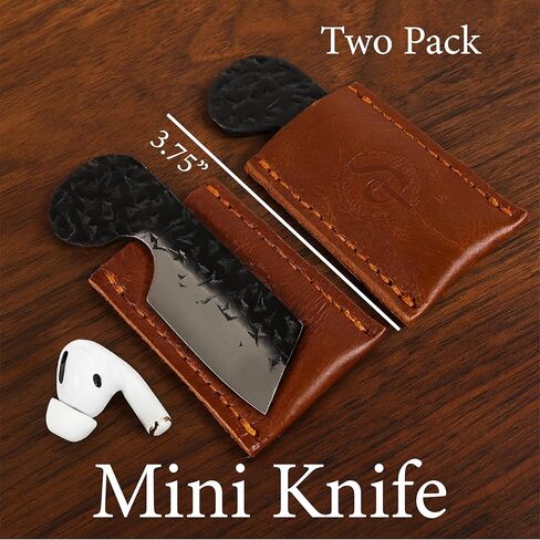 سكين جيب صغير من Southern Trapper مع أغلفة جلدية - عبوة من قطعتين - مجموعة سكاكين EDC مدمجة للتخييم والمشي لمسافات طويلة والصيد وصيد الأسماك وهدايا الحمل اليومية - سكاكين جيب للرجال والنساء in Kuwait