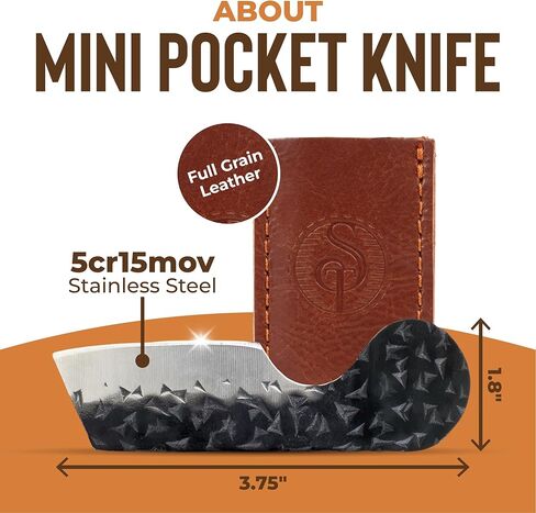 سكين جيب صغير من Southern Trapper مع أغلفة جلدية - عبوة من قطعتين - مجموعة سكاكين EDC مدمجة للتخييم والمشي لمسافات طويلة والصيد وصيد الأسماك وهدايا الحمل اليومية - سكاكين جيب للرجال والنساء in Kuwait