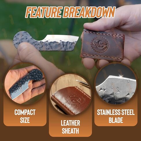 سكين جيب صغير من Southern Trapper مع أغلفة جلدية - عبوة من قطعتين - مجموعة سكاكين EDC مدمجة للتخييم والمشي لمسافات طويلة والصيد وصيد الأسماك وهدايا الحمل اليومية - سكاكين جيب للرجال والنساء in Kuwait