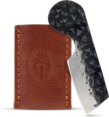 سكين جيب صغير من Southern Trapper مع أغلفة جلدية - عبوة من قطعتين - مجموعة سكاكين EDC مدمجة للتخييم والمشي لمسافات طويلة والصيد وصيد الأسماك وهدايا الحمل اليومية - سكاكين جيب للرجال والنساء in Kuwait