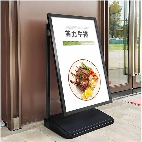 Sign Holder Stand - Heavy-Duty Metal Aluminum Stands, Easy Front Loading Snap Frame - Outdoor Pavement Curb Sidewalk Holder for 24x36 Inch Posters(Black) in Saudi Arabia
