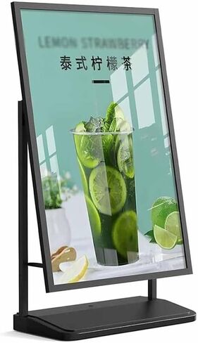 Sign Holder Stand - Heavy-Duty Metal Sidewalk Floor Stands with Wheels & Water Filled Base - Menu Advertising Display Holders for Hotel & Weddings(Gold,63.5X40X143.5 CM) in Saudi Arabia