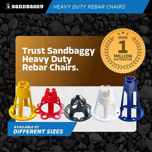 Sandbaggy Plastic Rebar Support Chairs - Elevates #3 to #5 Rebar 5-1/2" or 6" - Concrete Chair and Steel Wire Mesh (100, 5.5" - 6") in Saudi Arabia
