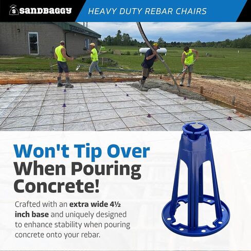 Sandbaggy Plastic Rebar Support Chairs - Elevates #3 to #5 Rebar 5-1/2" or 6" - Concrete Chair and Steel Wire Mesh (100, 5.5" - 6") in Saudi Arabia