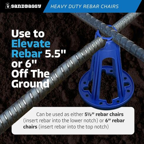 Sandbaggy Plastic Rebar Support Chairs - Elevates #3 to #5 Rebar 5-1/2" or 6" - Concrete Chair and Steel Wire Mesh (100, 5.5" - 6") in Saudi Arabia