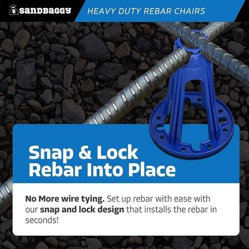 Sandbaggy Plastic Rebar Support Chairs - Elevates #3 to #5 Rebar 5-1/2" or 6" - Concrete Chair and Steel Wire Mesh (100, 5.5" - 6") in Saudi Arabia