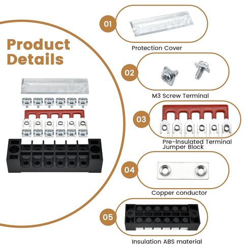 10 قطع من كتل طرفية لولبية 15 أمبير مع شرائط أسلاك - 3/4/5/6/8 موضع صف مزدوج مغطى، وصلات معزولة مسبقًا، 600 فولت لتوصيلات الأسلاك الكهربائية in Kuwait
