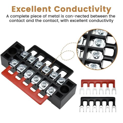 10 قطع من كتل طرفية لولبية 15 أمبير مع شرائط أسلاك - 3/4/5/6/8 موضع صف مزدوج مغطى، وصلات معزولة مسبقًا، 600 فولت لتوصيلات الأسلاك الكهربائية in Kuwait