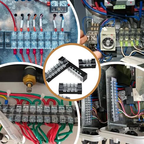 10 قطع من كتل طرفية لولبية 15 أمبير مع شرائط أسلاك - 3/4/5/6/8 موضع صف مزدوج مغطى، وصلات معزولة مسبقًا، 600 فولت لتوصيلات الأسلاك الكهربائية in Kuwait