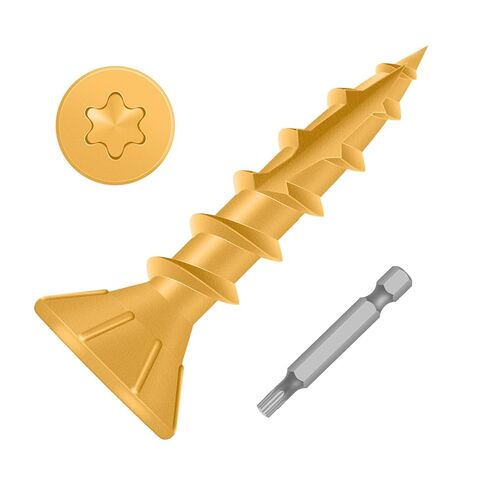 MewuDecor #8 x 3/4" Wood Screws, Outdoor Deck Screws with Star Drive, Tan Coated Screws for Outdoor Use, Coarse Threads, Self-Tapping, T-25 Drive Bit Included, 200 PCS in Saudi Arabia