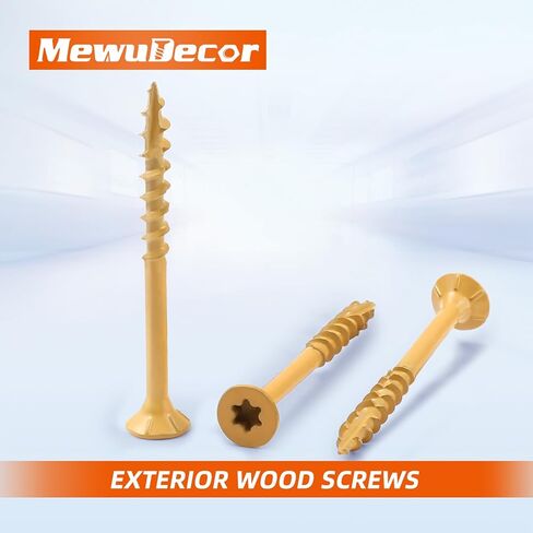 MewuDecor #8 x 3/4" Wood Screws, Outdoor Deck Screws with Star Drive, Tan Coated Screws for Outdoor Use, Coarse Threads, Self-Tapping, T-25 Drive Bit Included, 200 PCS in Saudi Arabia