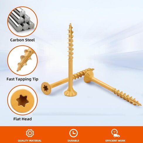 MewuDecor #8 x 3/4" Wood Screws, Outdoor Deck Screws with Star Drive, Tan Coated Screws for Outdoor Use, Coarse Threads, Self-Tapping, T-25 Drive Bit Included, 200 PCS in Saudi Arabia