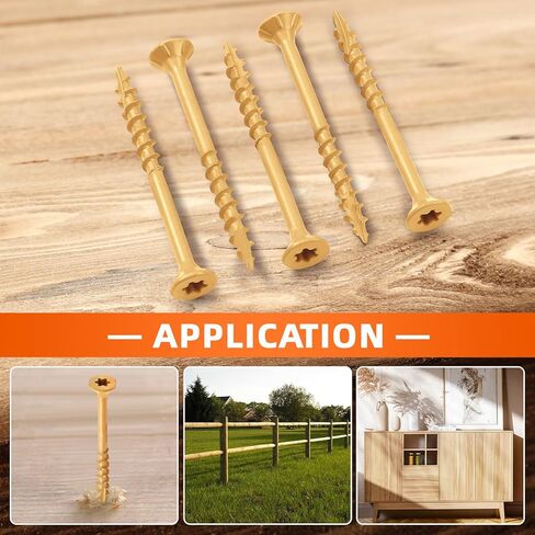 MewuDecor #8 x 3/4" Wood Screws, Outdoor Deck Screws with Star Drive, Tan Coated Screws for Outdoor Use, Coarse Threads, Self-Tapping, T-25 Drive Bit Included, 200 PCS in Saudi Arabia