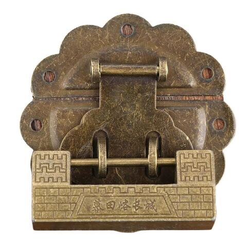 Furniture Chinese Box Latch Hasp Buckle Clasp with Bronze Lock/Padlock +Screw 2Pcs/Set in Saudi Arabia