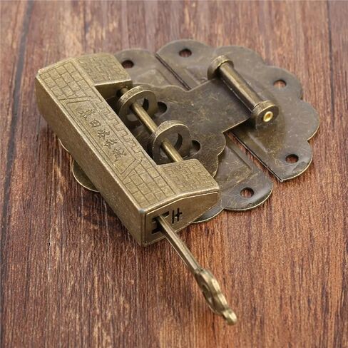 Furniture Chinese Box Latch Hasp Buckle Clasp with Bronze Lock/Padlock +Screw 2Pcs/Set in Saudi Arabia